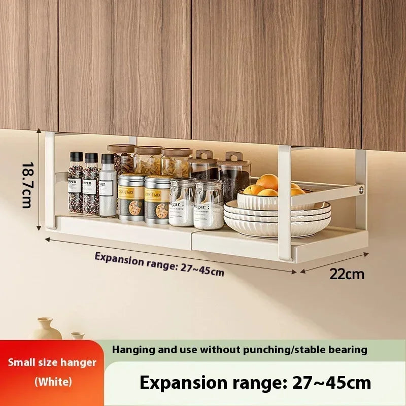 Stainless Steel Shelves Adjustable Spice Stand Storage Room Kitchen Metal Expansion Cabinet Kitchen Hanging Seasoning Rack