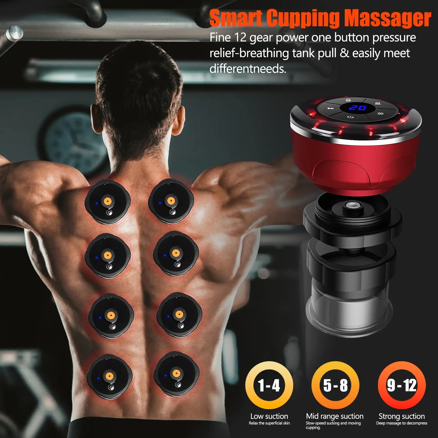 8 Cups Electric Cupping Massager Gua Sha Vacuum Suction Cups Ems Anti Cellulite Magnet Therapy Scraping Fat Burner Body Massager