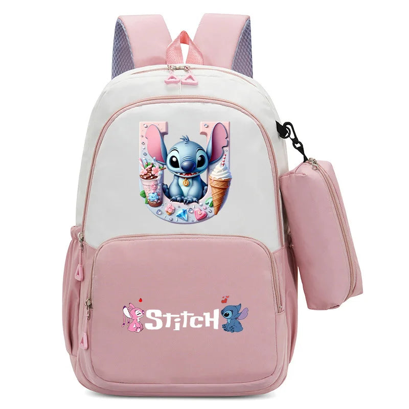Stitch Disney Girls Schoolbag with Pencil Bags Women Travel Bag New Backpacks for Student Children Large Capacity Bookbag Gifts