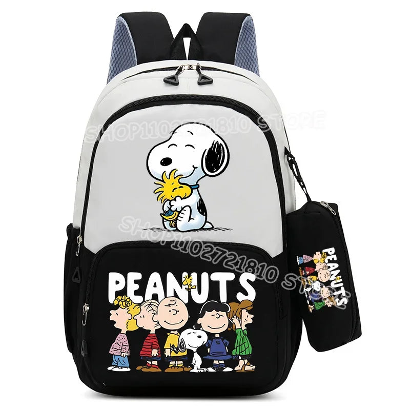 2pcs Snoopy School Bag Boys Girls Large Capacity Water-repellent Student Backpacks High Value Cute Cartoon Print Bookpack Gift