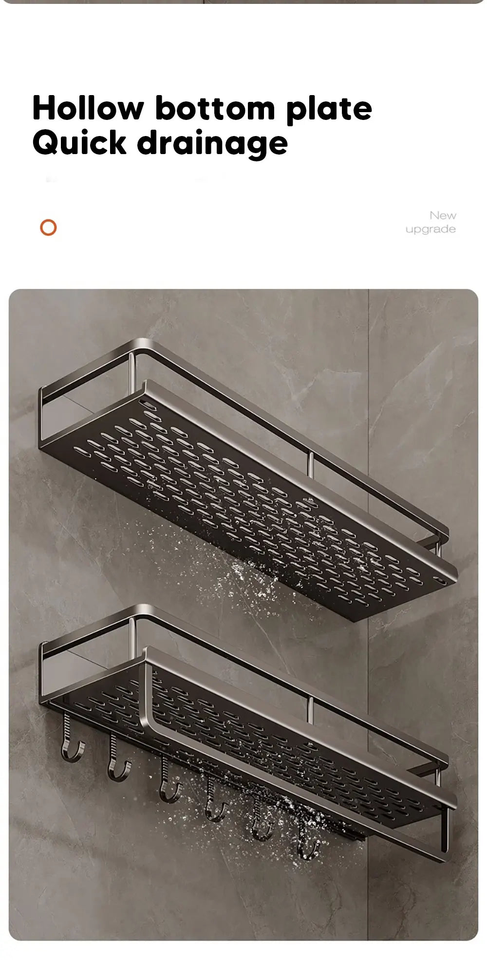Aluminum Shower Organiser Bathroom Shelf Without Drilling Gray Wall Toilet Storage Shelf Shampoo Holder Bathroom Accessories