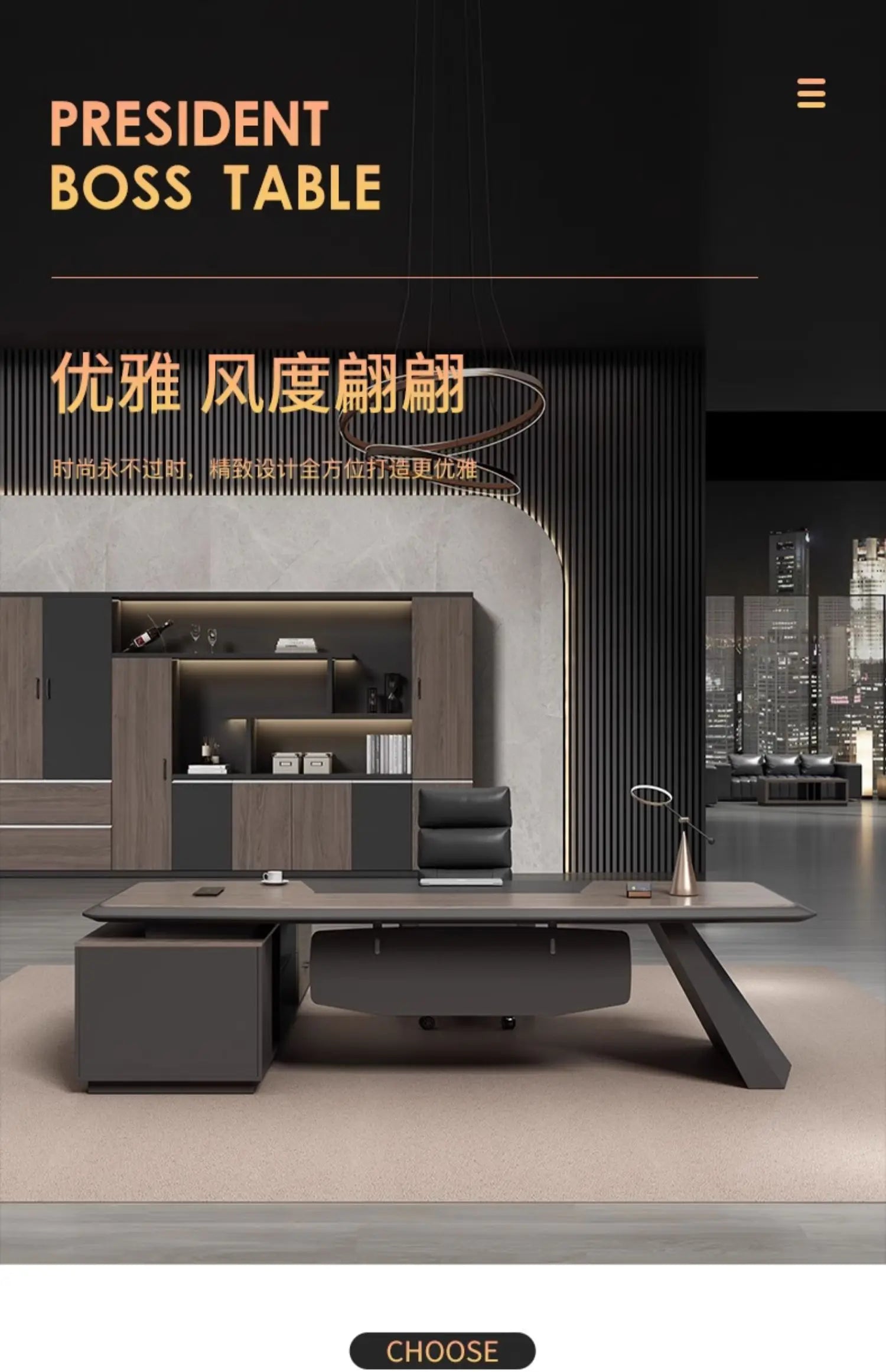 Executive Desk Office Setup Modern Design Wooden Surface Leadership Office Business Space Management Room