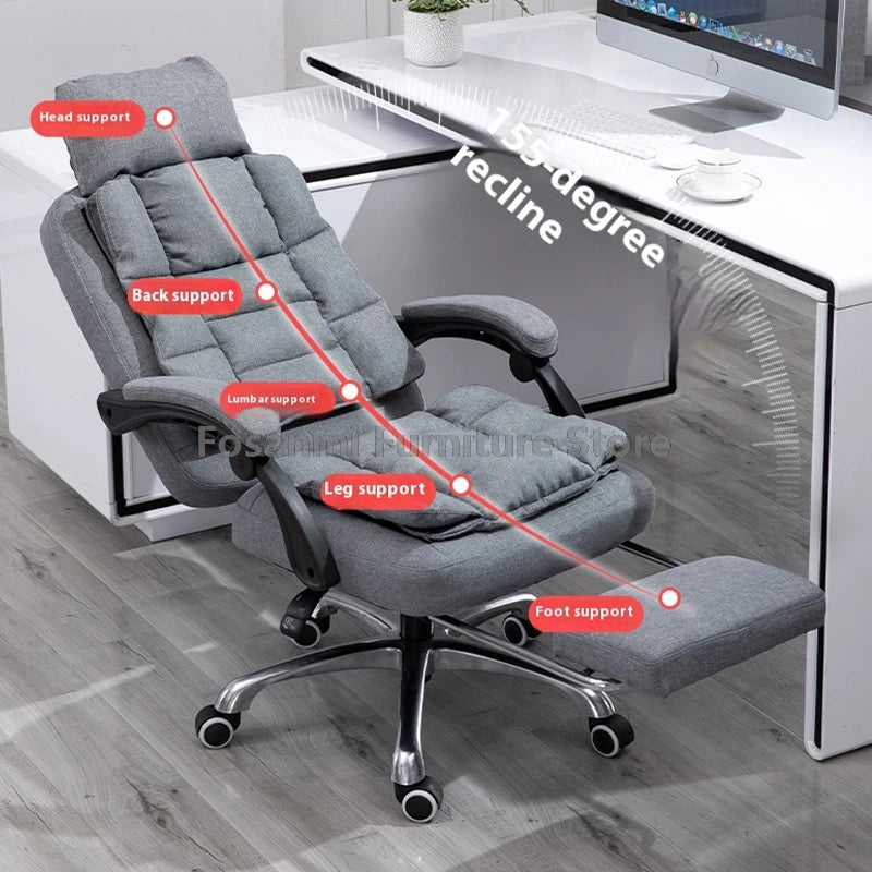 Comfy Fabric Gamer Computer Chair with Removable Soft Cushion Ergonomic Reclining Gaming Chair Adjustable Office Home Desk Chair
