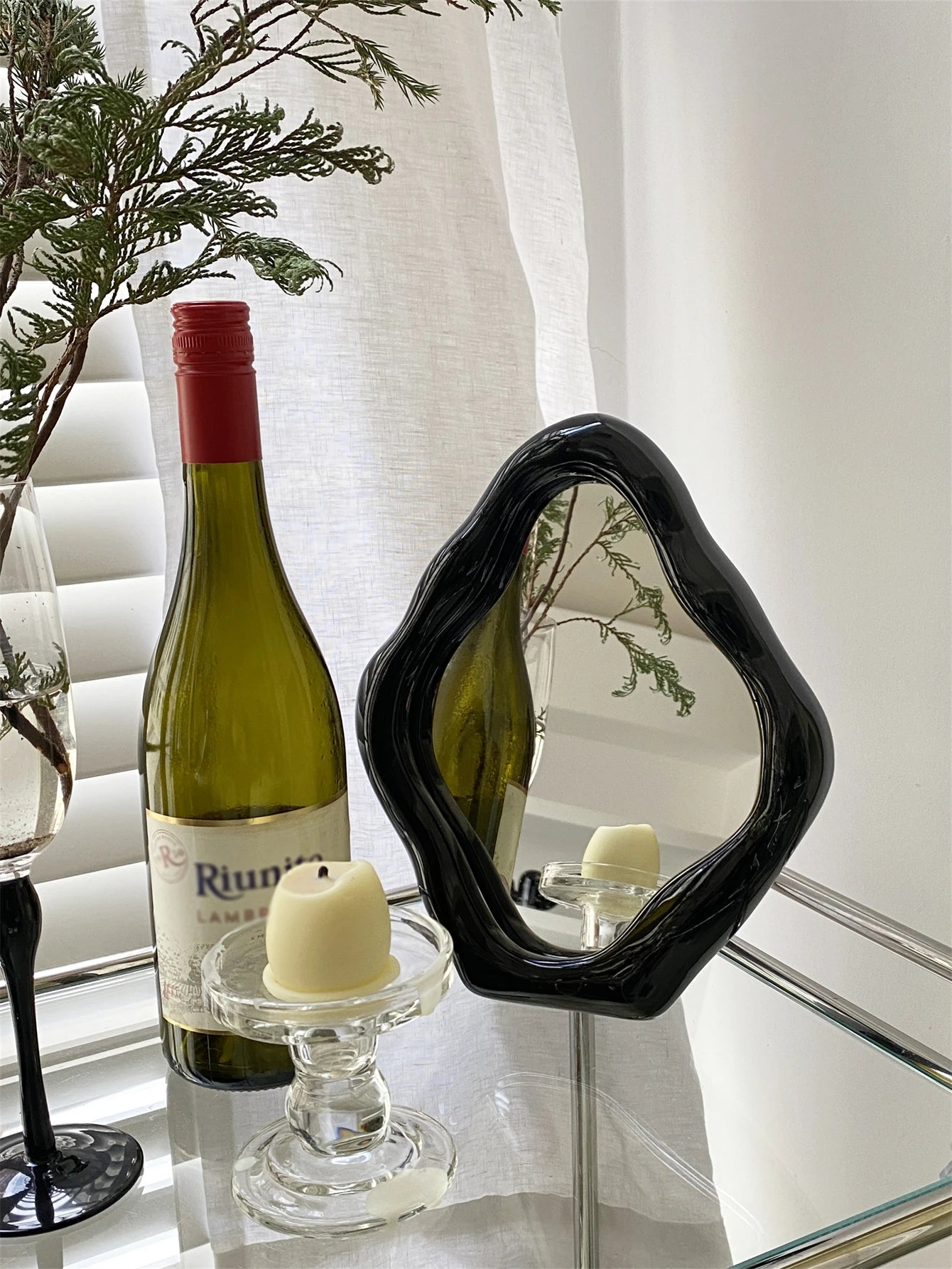 Irregular vintage dresser mirror high color French makeup mirror bedroom desktop decorative ornaments