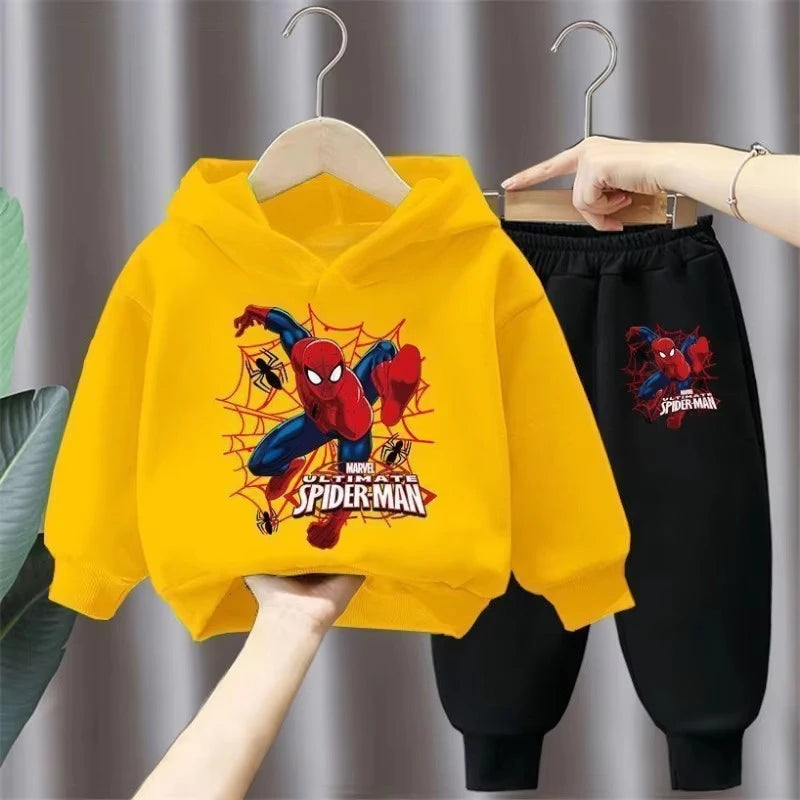 Marvel Spring Autumn Children's Clothing Sets Spiderman Boys Sweatshirt+Sweatpant 2pcs Kids Hooded Sport Pullover Set Tracksuit