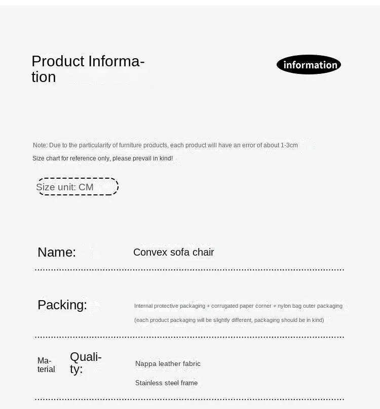 X&D Medieval Stainless Steel Irregular Nappa Leather Convex Chair Light Luxury Minimalist Home Leisure Single Sofa Chair New