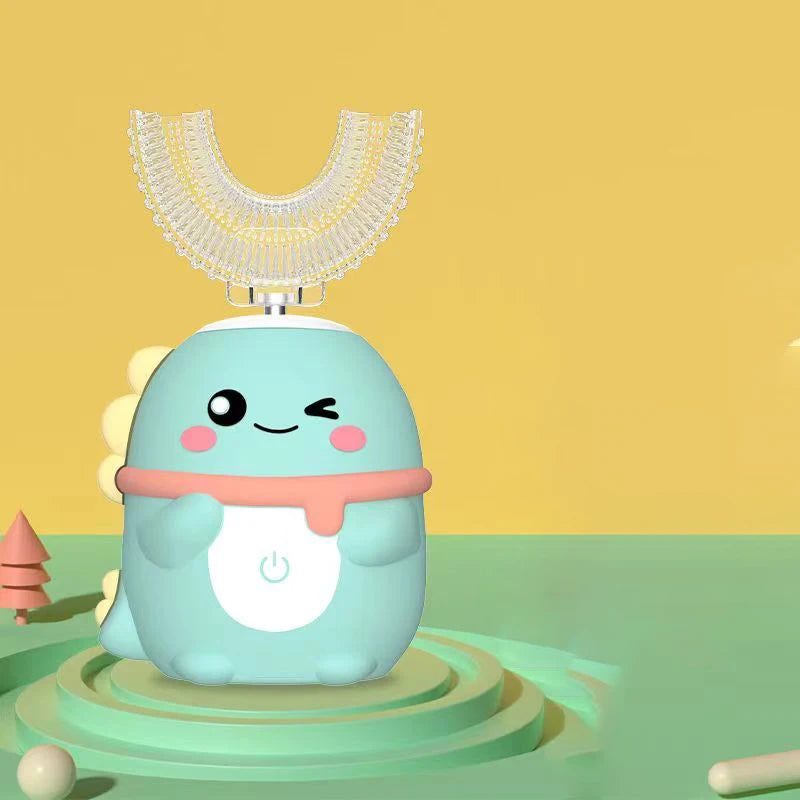 360° Sonic Electric Toothbrush for Kids Children U Shape Automatic Silicone Tooth Brush Smart Timer Rechargeable Blue Light IPX7