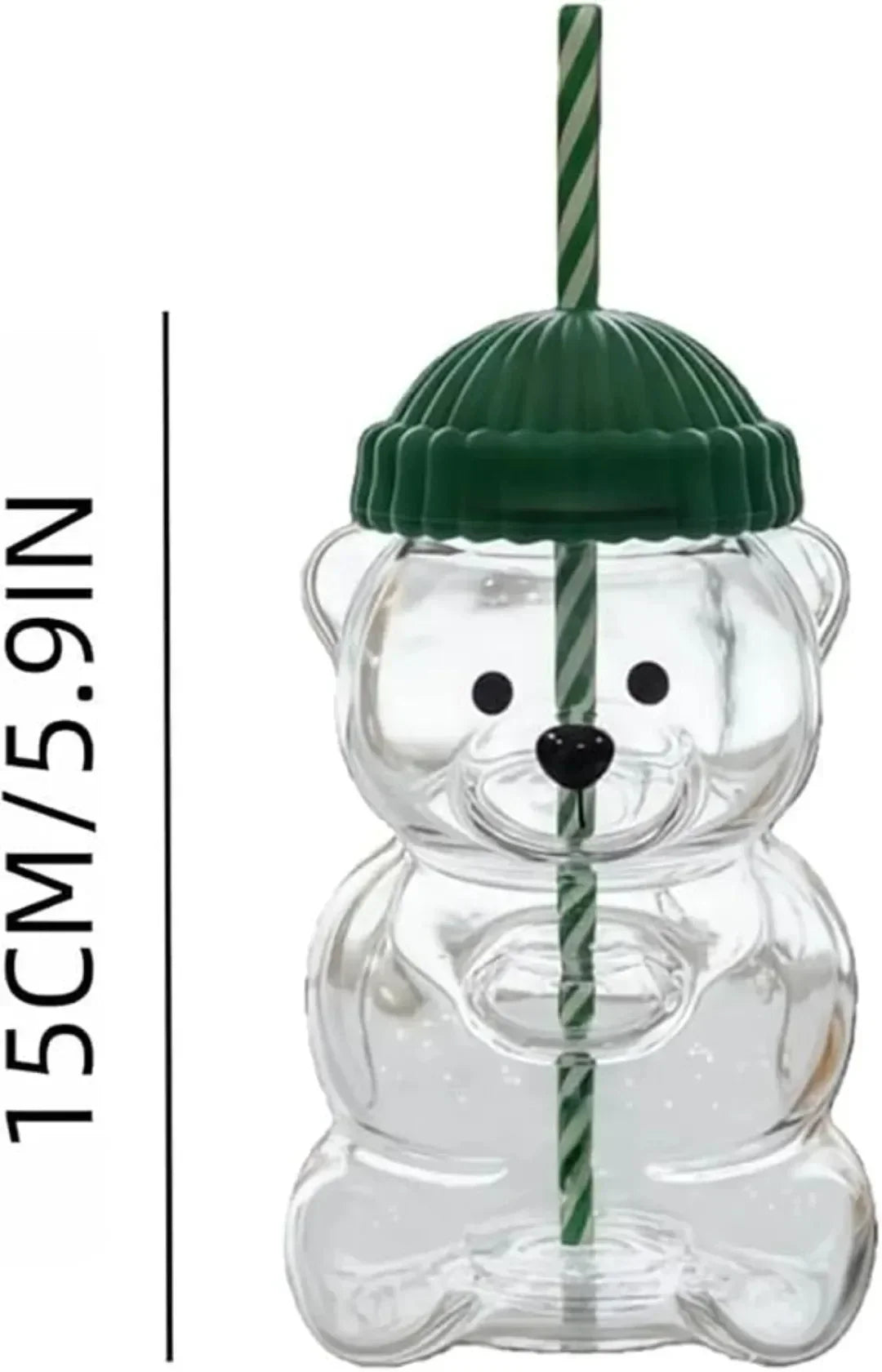 New Bear Straw Glass Cup Perfect for Juices,Milk Tea,Smoothies Water,Drinkware cup for Home, Bar & Office, Christmas Gift Idea
