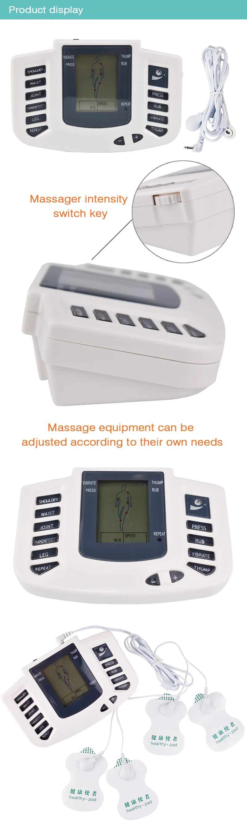 Electrical EMS Tens Massage 10 Level 16 Pads Pulse Acupuncture Muscle Stimulator Physiotherapy Machine Body Relax Health Care
