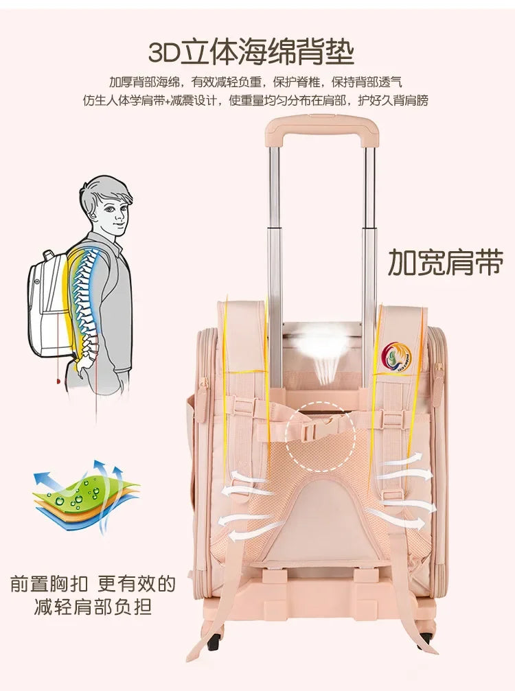 New Pet Trolley Bag Waterproof Oxford Cloth Cat Backpack Portable Foldable Lightweight Pet Trolley Case Dog Stroller Carrier