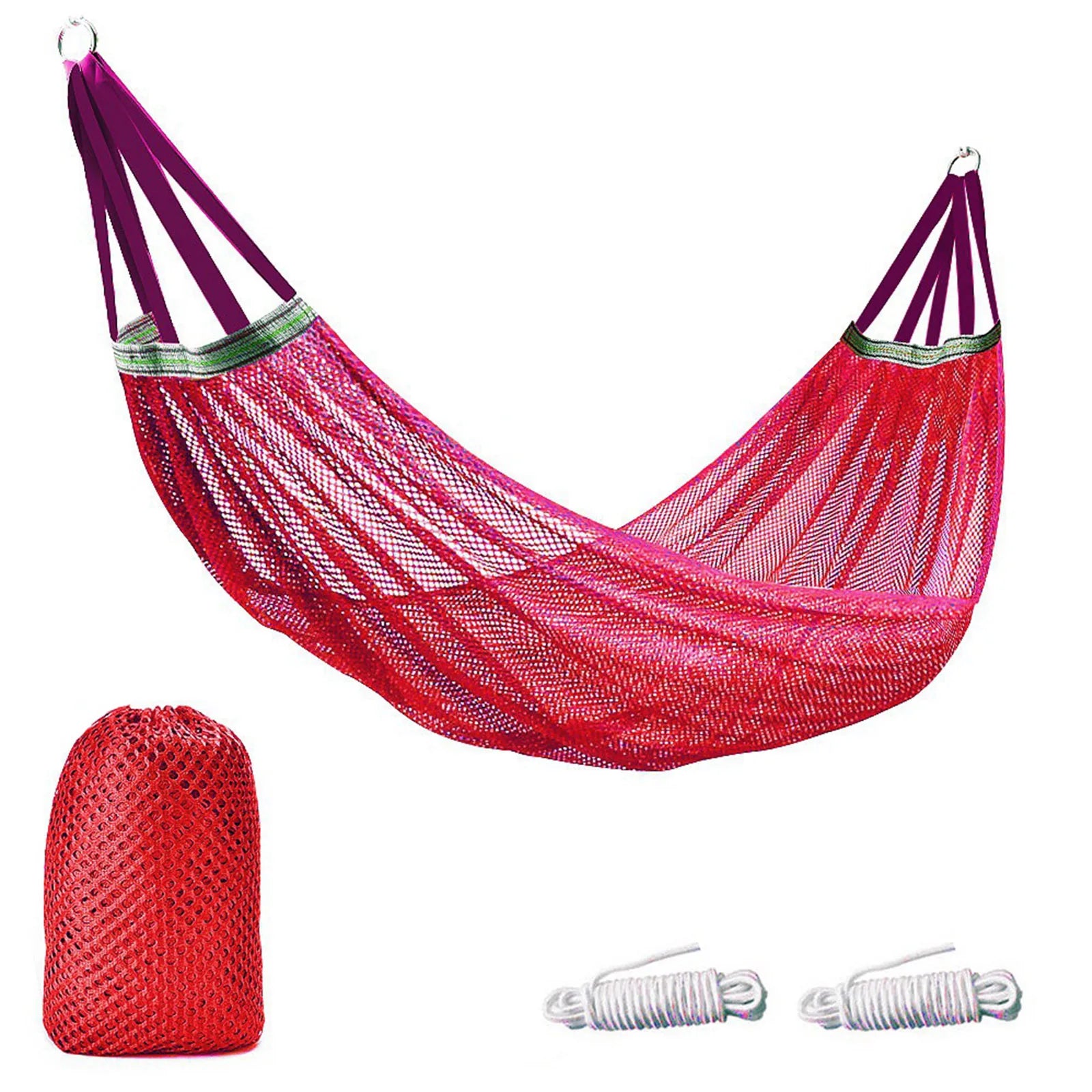 Hickened Rope Hammock Garden Outdoor Mesh Hammock Portable Simple Hammock Hanging Bed Double Outdoor Hammock with Bag