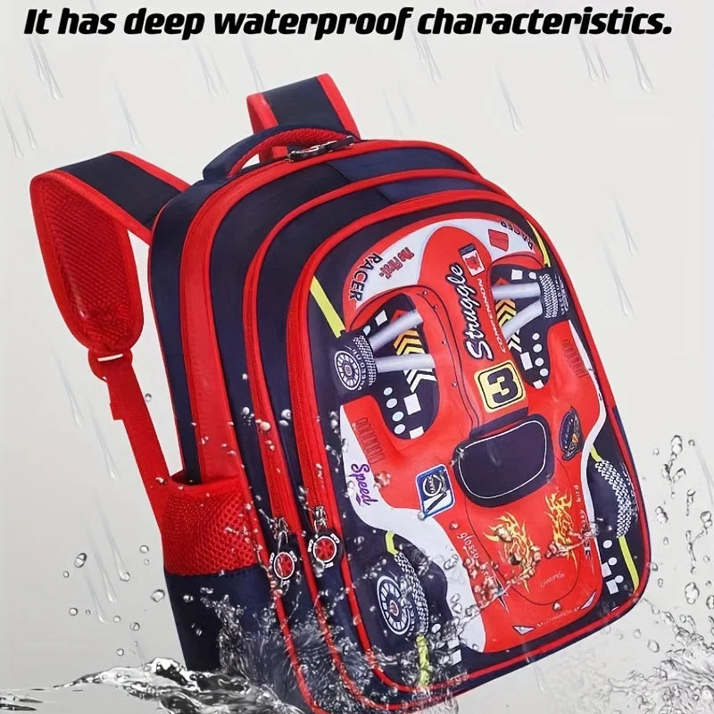 Waterproof Lightweight 3D Car Backpack Kindergarten Kid Preschool Backpack Young Children Boy Girl SchoolBag Primary Red Blue