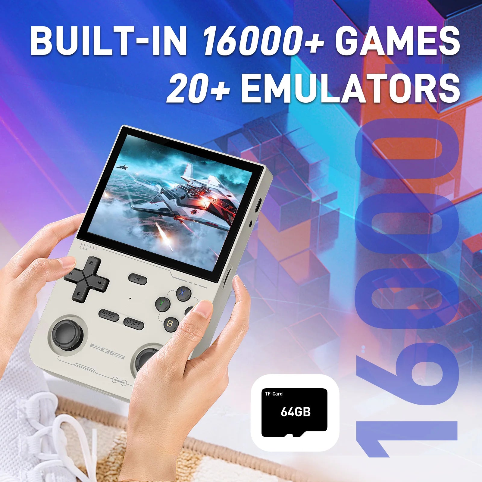 GAMINJA Open Source K36 Retro Handheld Video Game Console 16000 Games Emulator for PS1/PSP/DC/N64/SS 3.5 Inch IPS Screen