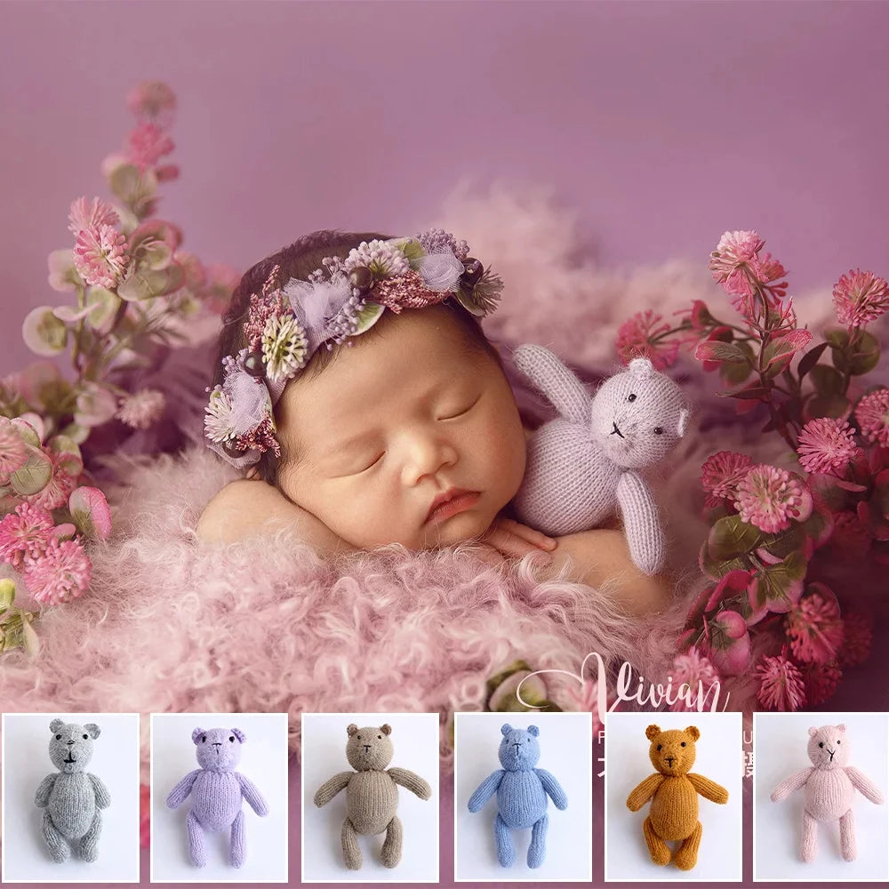 Baby Photography Animal Doll Newborn Photo Hand-Knitted Teddy Bear Props Studio Photo Cute Animal Seahorse Hair Toy Accessories