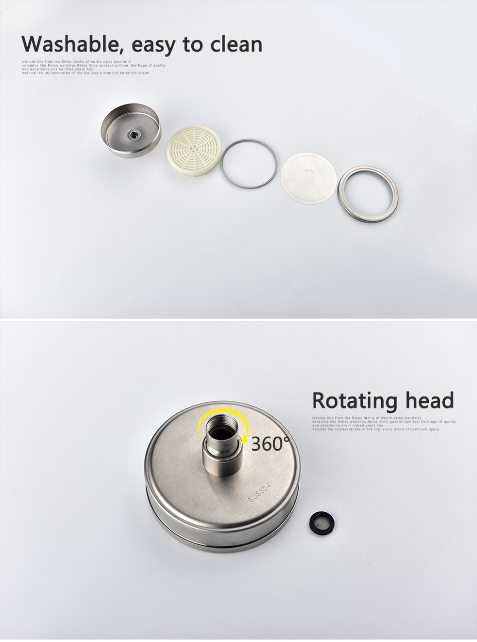 Rain Shower Head Boosting High Pressure High Flow Stainless Steel Rainfall Shower Head Adjustable Angles Bathroom Shower