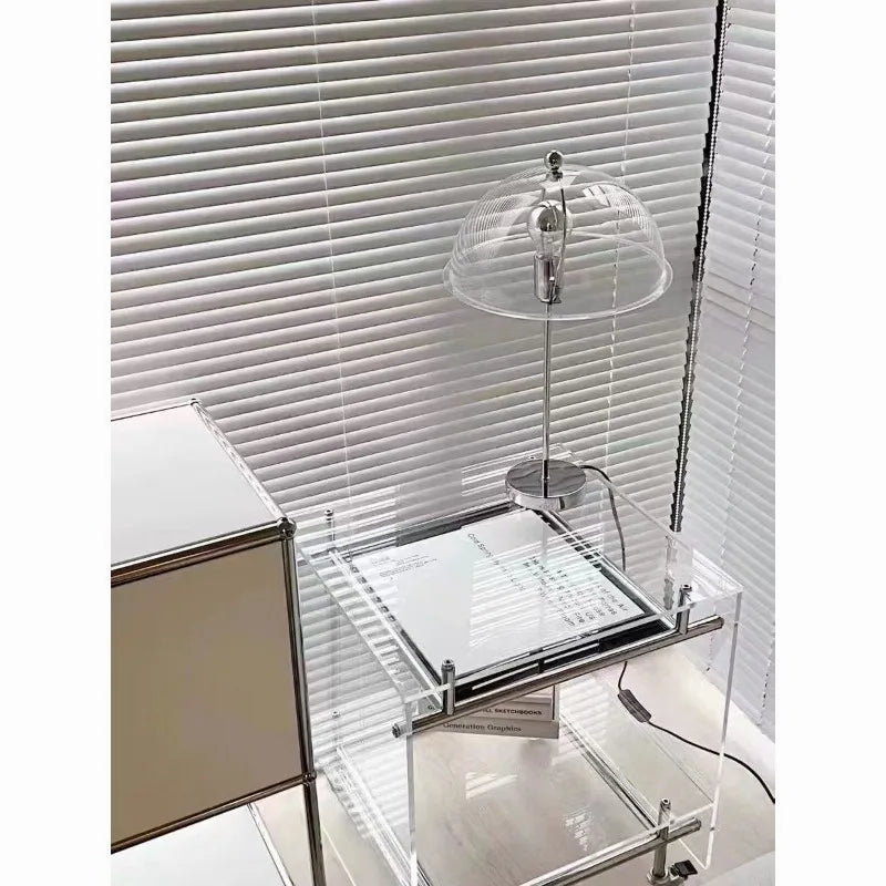 Acrylic Side Table Transparent Trolley Style Living Room Coffee Table Storage Cabinet Mobile Bedside Table Minimalist