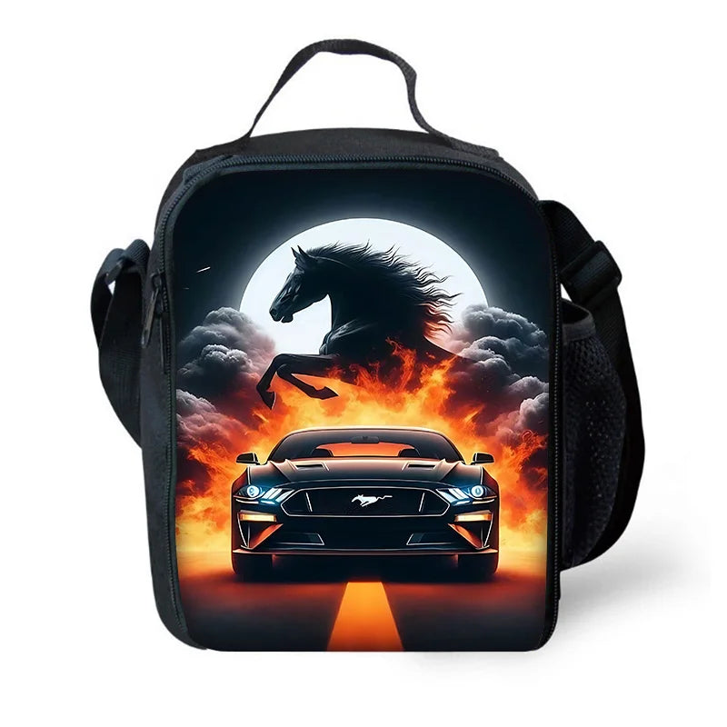 Child School Backpack with Fashion M-Mustangs car logo Lunch Bags ,Pencil Bags ,School Bags for Boys Girls Best Gift