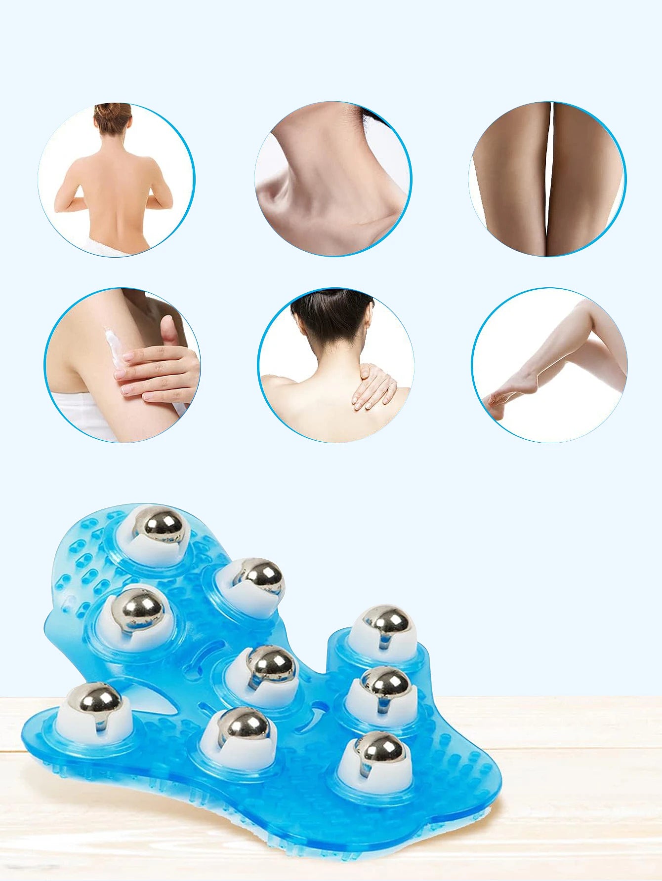 Handheld Massage Ball for Muscle Back Neck Joint Foot Shoulder Leg Pain Relief - Palm Shaped Massage Tool with Roller Balls