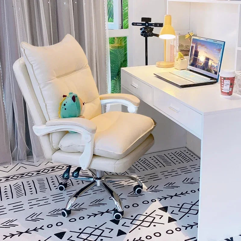 NEW PU Leather Office Chair Pink Gaming Chair Computer Swivel Gamer Live Ergonomic Chair Home Bedroom Sofa Armchairs Furniture