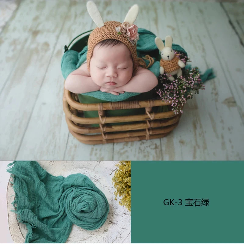 Seersucker Wrap Newborn Photography Props Soft Cotton Gauze Baby Swaddle Blanket Infant Studio Photo Basket Backdrop Accessories