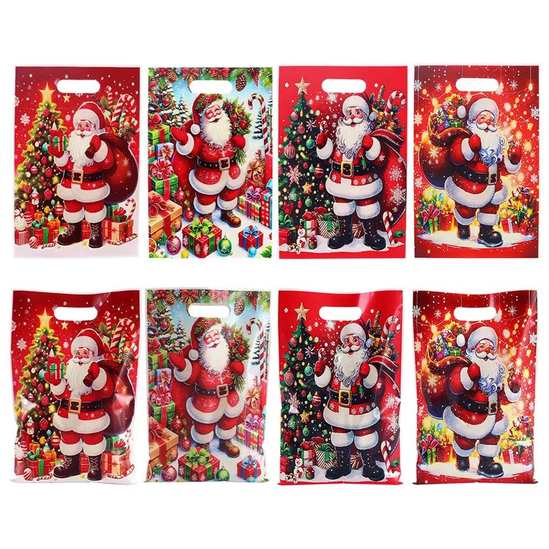 50pcs Christmas Gift Bags Christmas Decorations for Home 2025 Xmas Gifts New Year 2026 Santa Claus Snowman Candy Packaging Bags