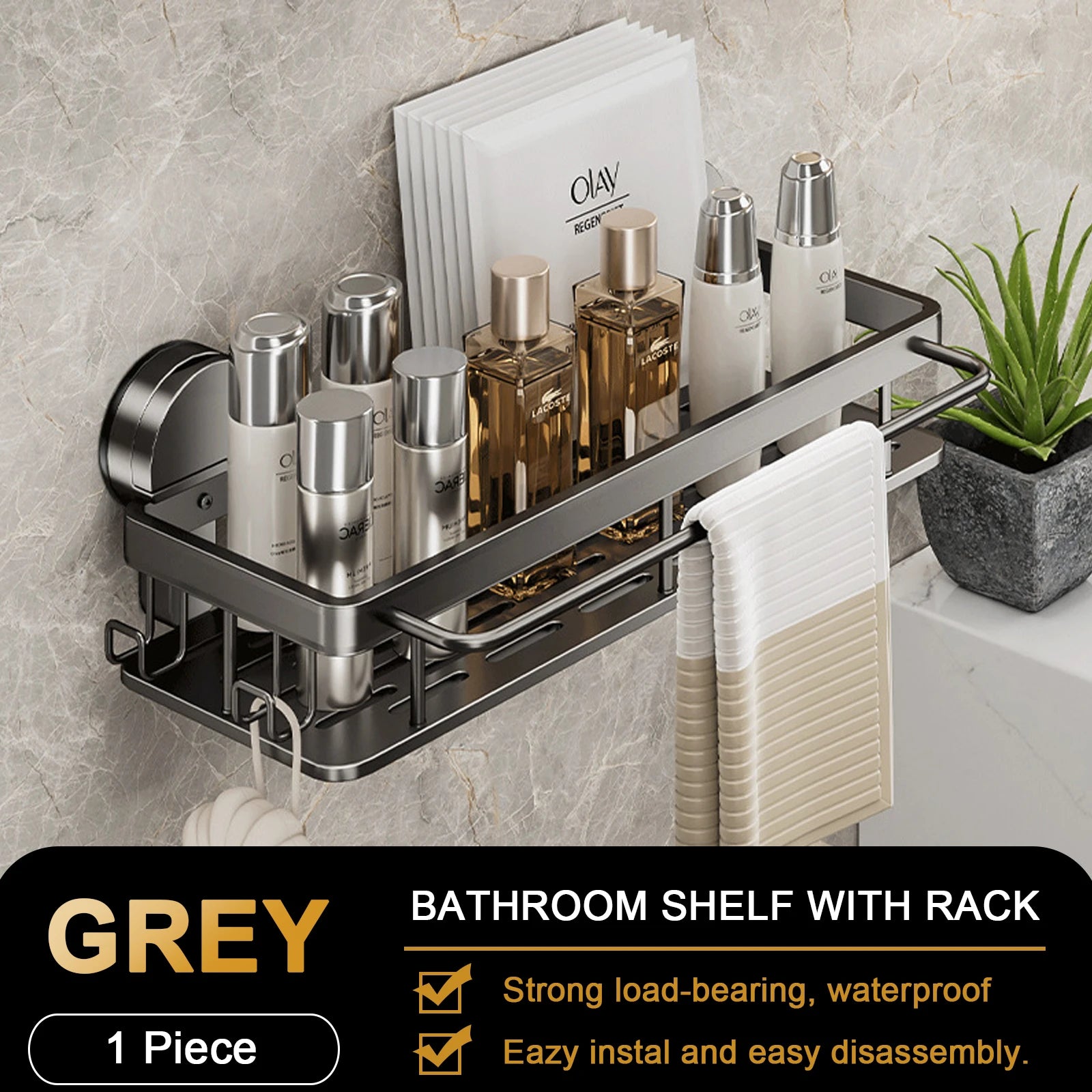 Bathroom Suction Cup Storage Rack Without Drilling Kitchen Toilet Shower Room Shampoo Holder Wall Mount Organizer Bathroom Shelf