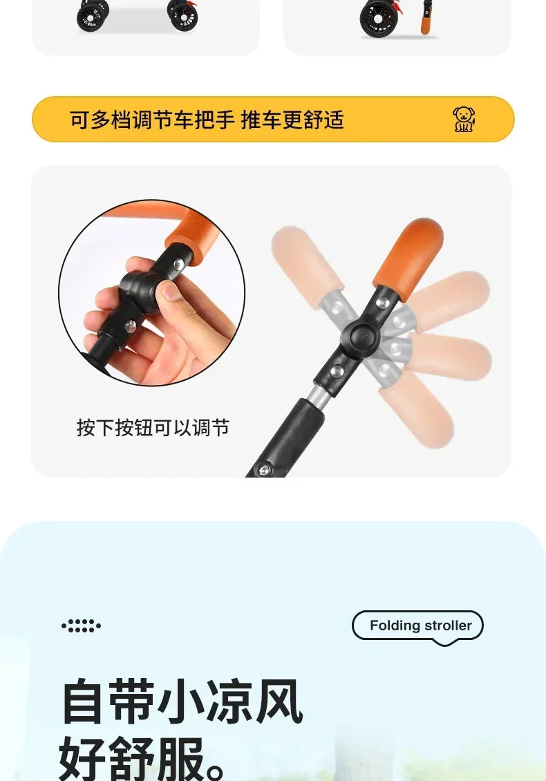 Pet Stroller Dog Cat Large and Small Dog Out Pet Cart Outdoor Travel Lightweight Foldable Cat Supplies