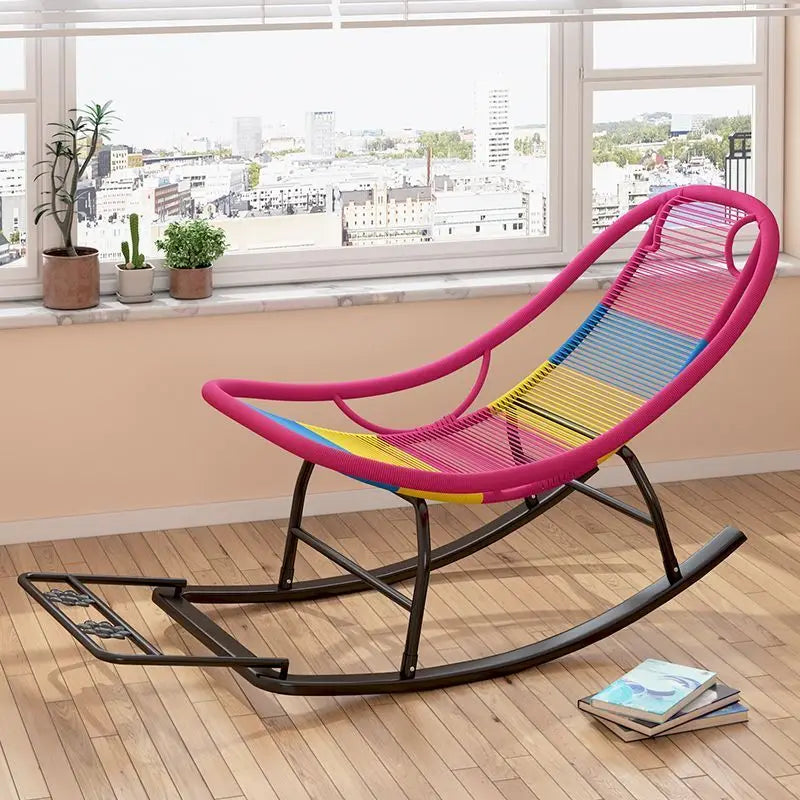 Rocking Recliner Garden Chair Widened Rocking Recliner Rattan Rainbow Rocking Chair Home Living Room Leisure Recliner