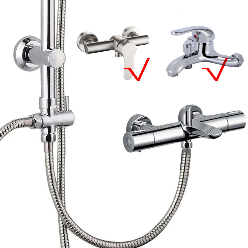 Black/Chrome Bathtub Split Rain Shower Set with Handheld Bathroom Rainfall Shower System Faucet Accessories Adapter Mixer Taps
