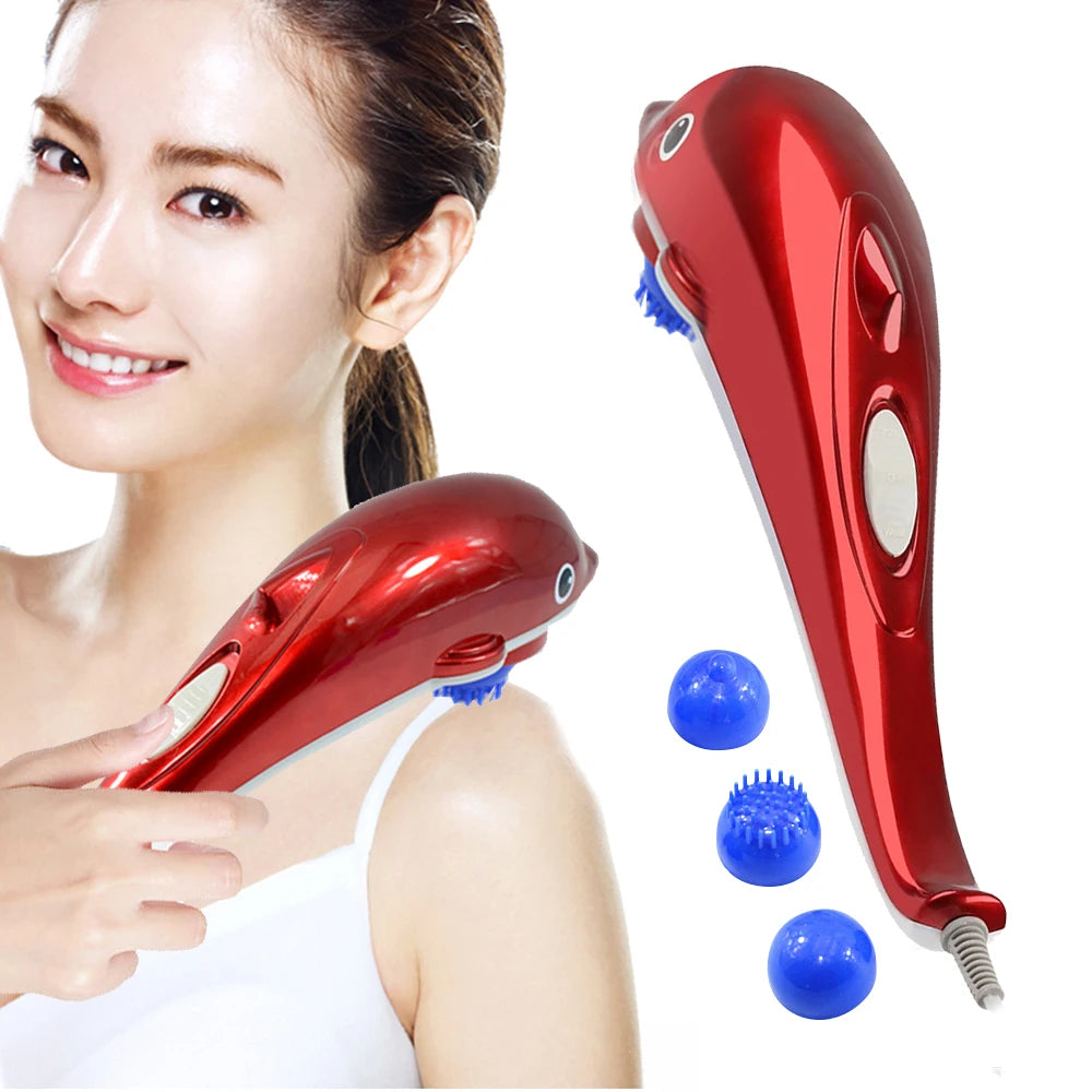 Electric Dolphin Massager European Gauge Red Blue Back Massager Hammer Vibrating Infrared Stick Roller Neck Body Massager