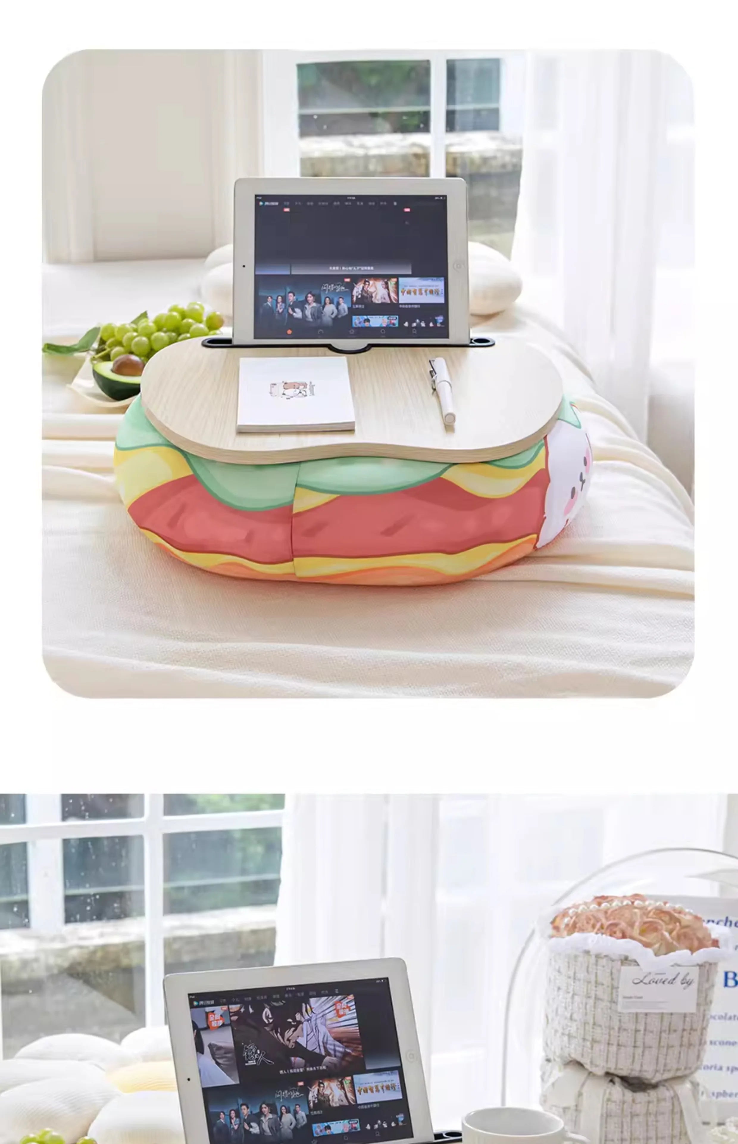 ‌Magnetic Snap-On Lap Desk Memory Foam Cushioned Laptop Tray Ergonomic Study Table for Bed/Couch/Dorm Anti-Slip Book Holder