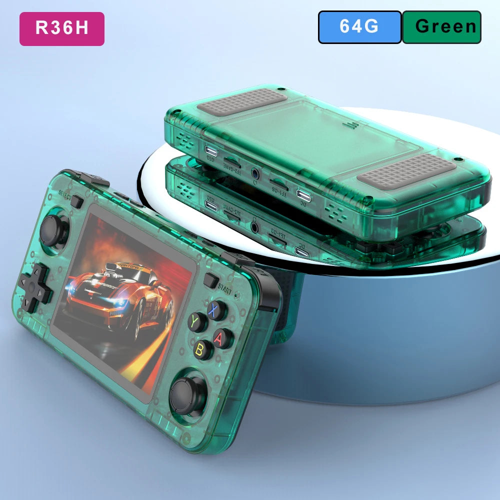 BOYHOM New R36H Handheld Game Console 3.5-inch IPS Screen Linux RK3326 Retro Video Games Player 3000 mAh 64G 10000+ Classic Game