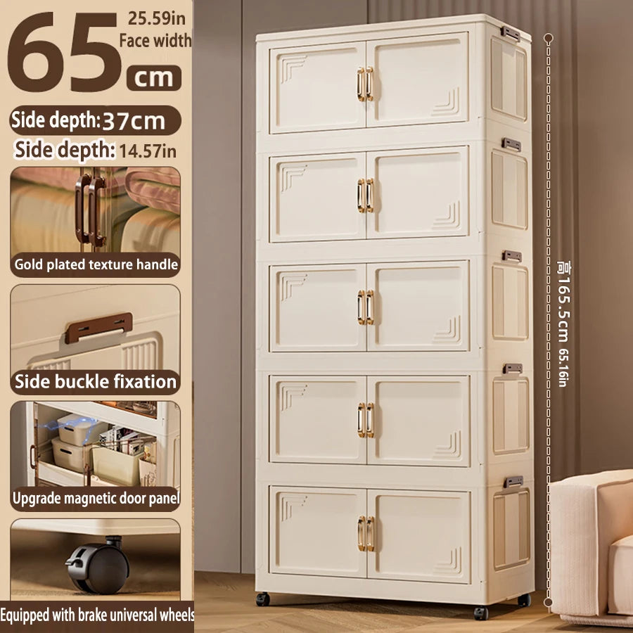 45/55/65cm Length Multifunction Folding Storage Cabinet Dustproof Wardrobe Large Capacity Sundries Cabinet