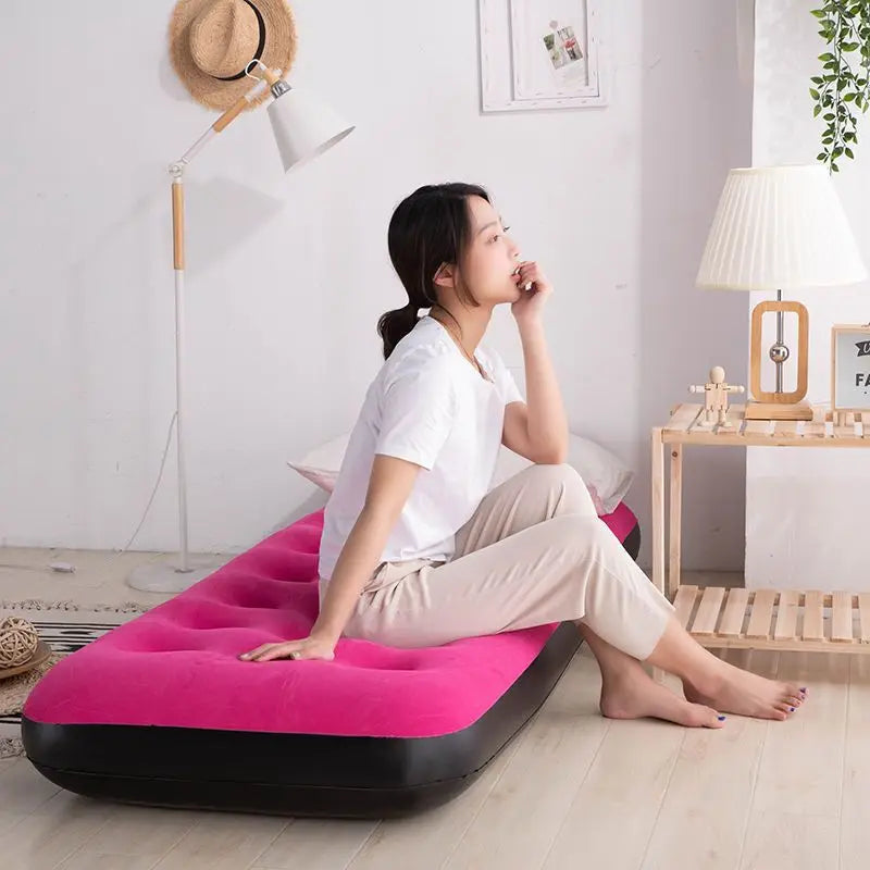 Inflatable Household Single Folding Bed Air Cushion Bed Double, Thickened Portable Air Bed Outdoor Inflatable Sofa