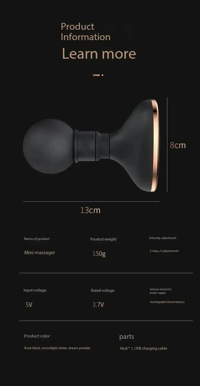 Mini Vibrating Fascia Gun Portable Silent Muscle Massager Motorized High Frequency Vibration Relaxation Artifacts