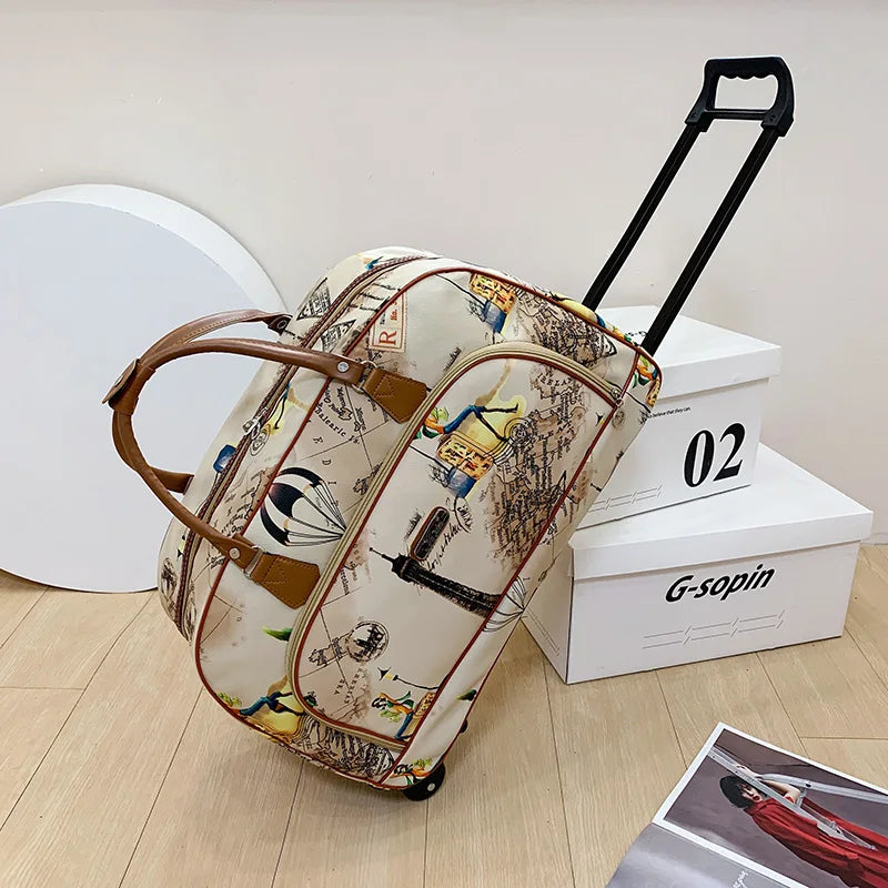 Large Capacity Women Travel Suitcase Trolley Bags Wheeled Bag Oxford Waterproof Rolling Luggage Travel Bag With Wheels