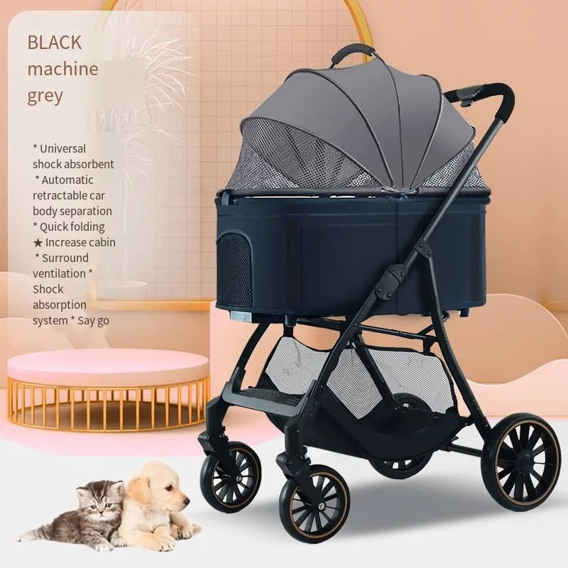 2025 Pet Stroller for Dogs and Cats Going Out, Detachable and Foldable, Lightweight Small Cart for Walking Dogs and Walking Cats