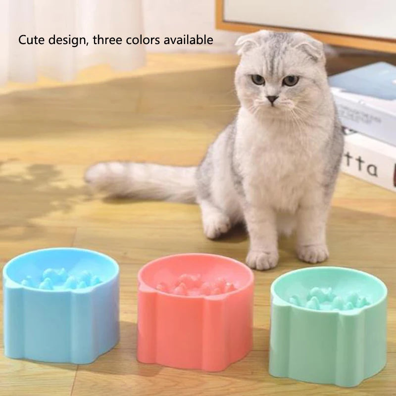 New anti-choking and high-neck protection cat bowl slow-food bowl cat dog feeder anti-overturn cat slow-food bowl pet supplies