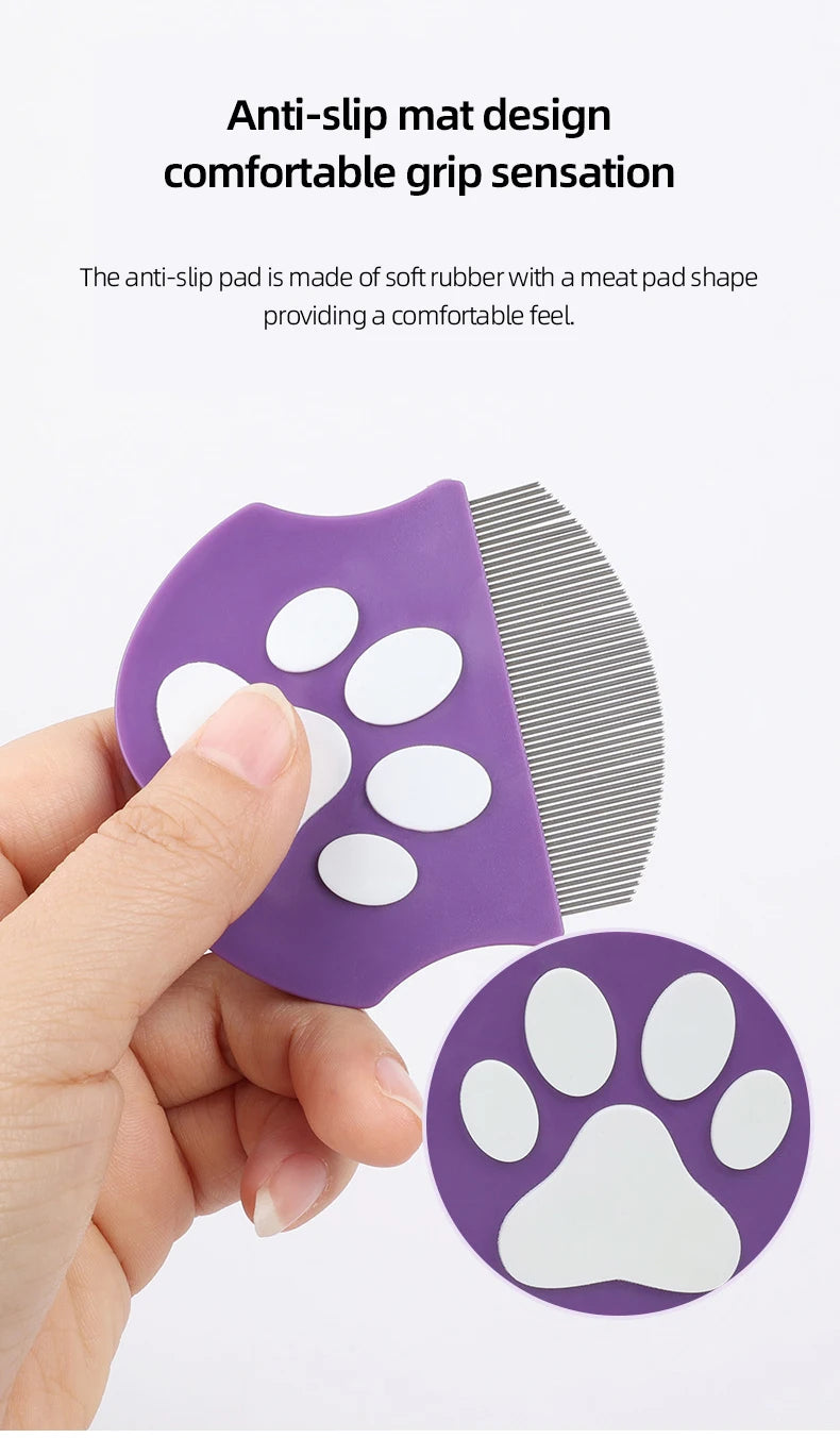Pet Grooming Comb - Flea Comb for Cats & Dogs, Curved Design for Face & Body, Mini Detangling Brush for Pets
