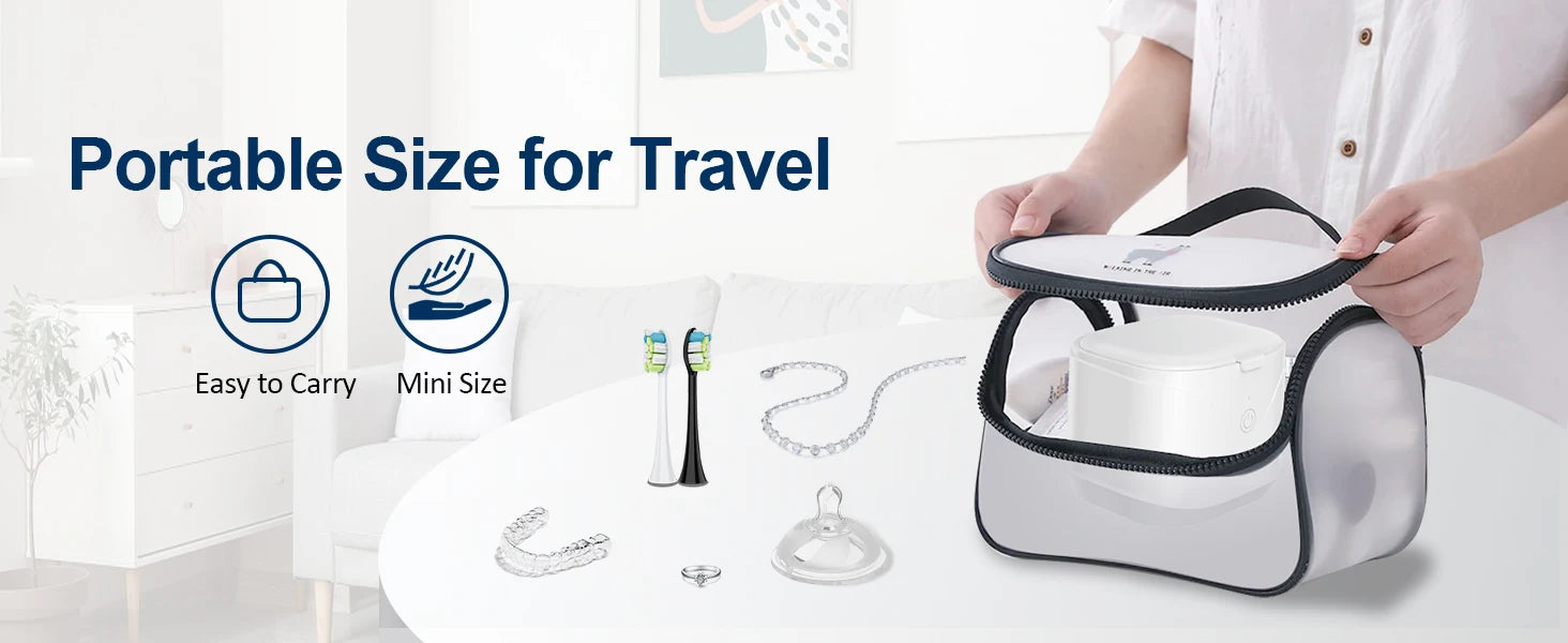 KUNPHY 46kHz Ultrasonic Cleaner Mini Portable Washing Machine Timer Ultrasound Bath Sonic Cleaning Devices for Dentures Aligner