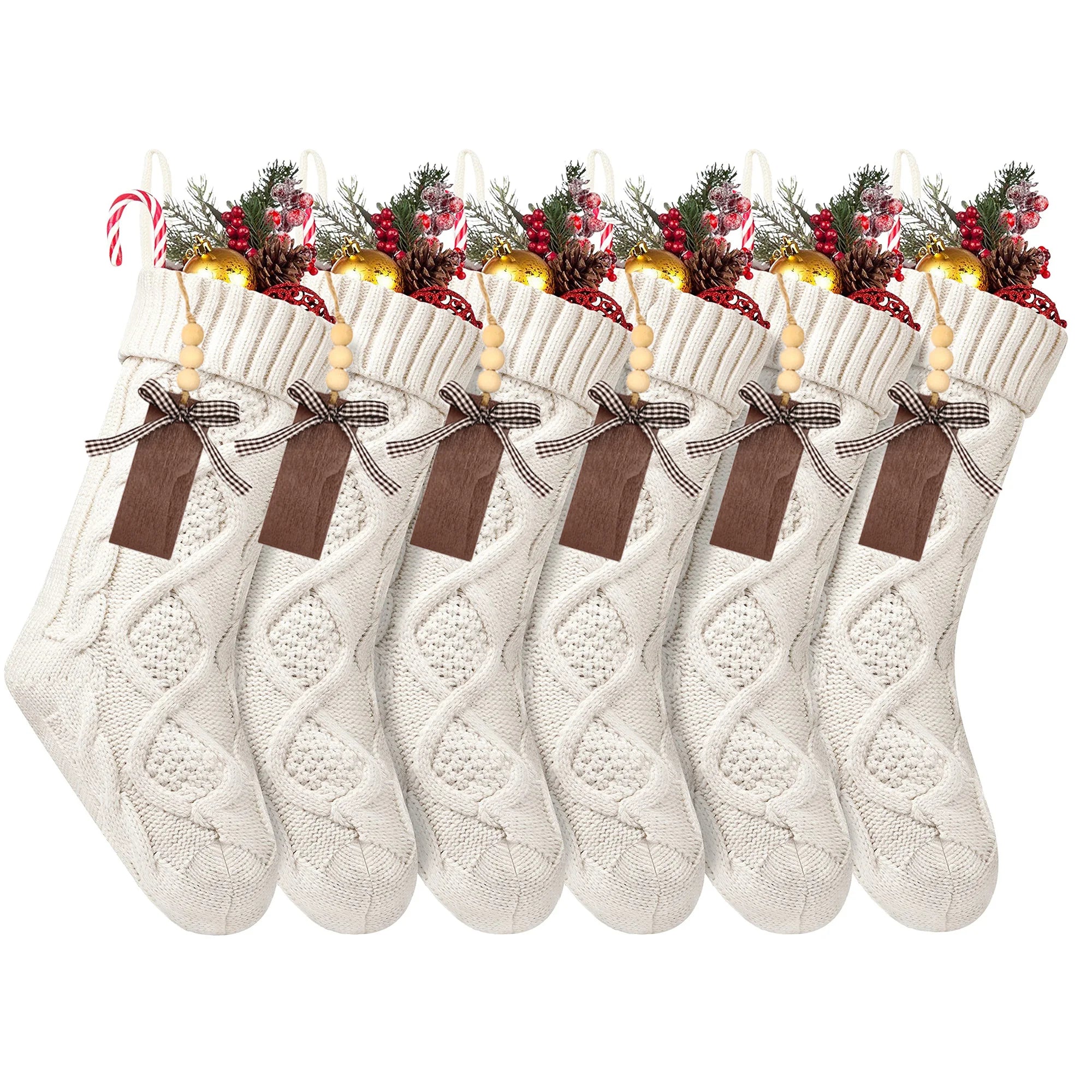 4/6/8PACK Christmas Stockings 18Inches Large Cable Knitted Stocking   Xmas Hanging Stocking Decorations with Name Tags