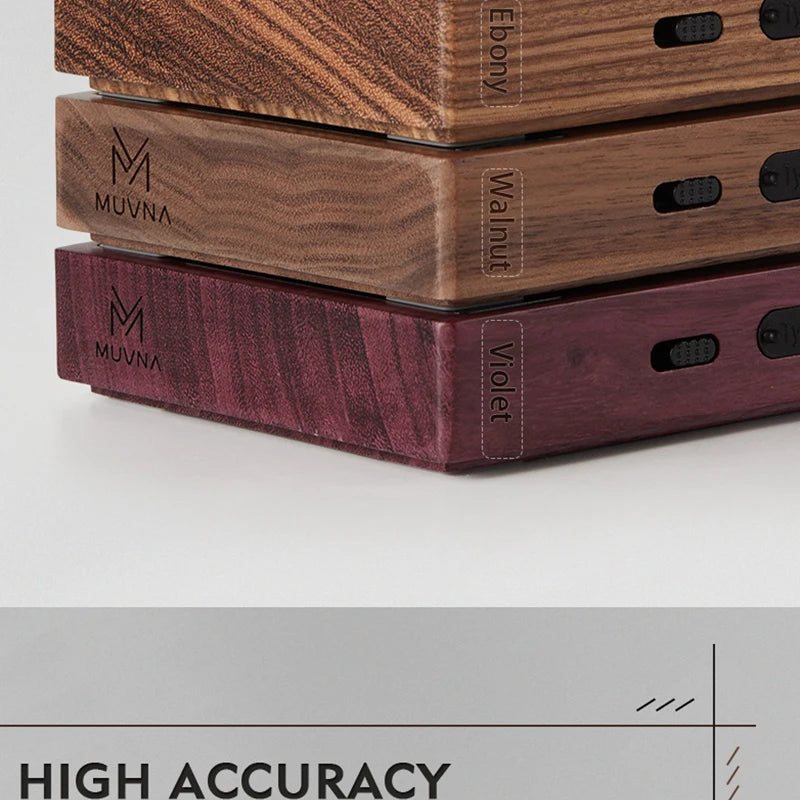 MUVNA Mini Digital Wood scale, Professional Electronic Coffee Scale for Espresso/Hand Drip Coffee 0.1g of high-precision, 2kg