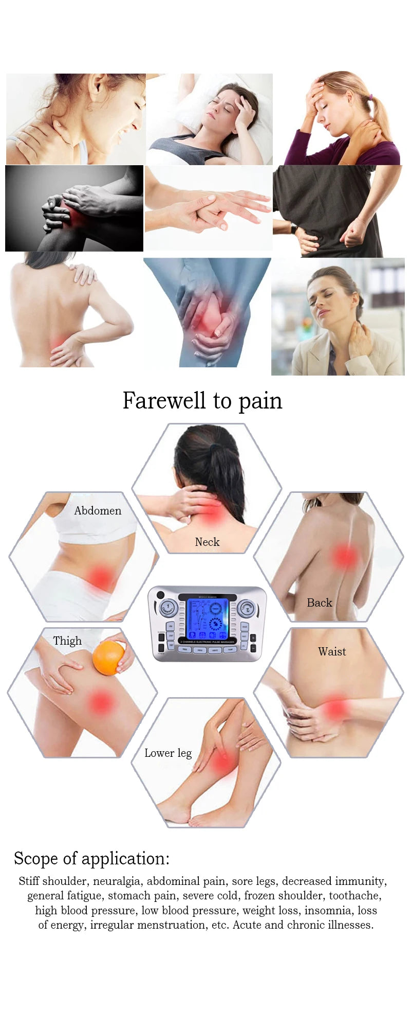 Electric 12 Modes TENS Acupuncture Physiotherapy EMS Muscle Stimulator Pulse Meridian Therapy Machine Body Relaxation Healthcare