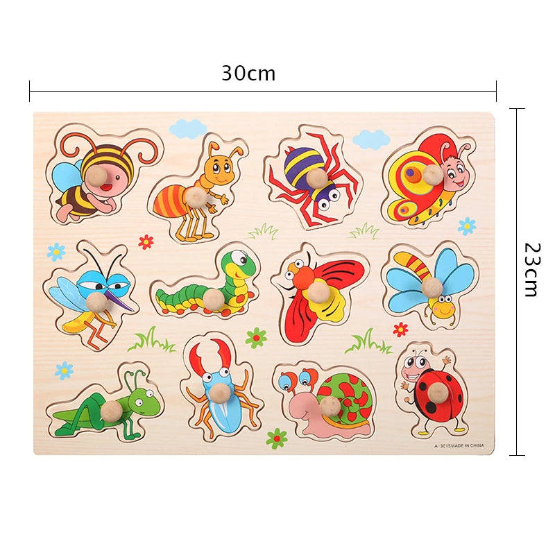 30cm Kid Early educational toys baby hand grasp wooden puzzle toy alphabet and digit learning education child wood toy