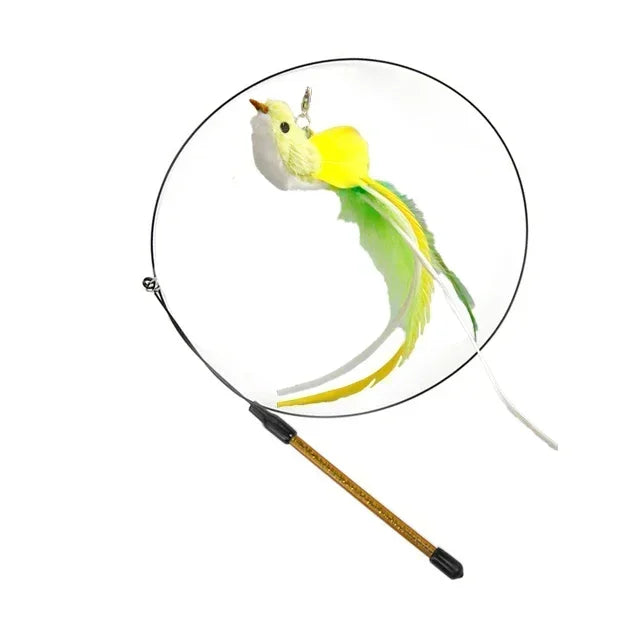 Simulation Bird Cat Toys Funny Interactive Peacock with Bell Cat Stick Toy for Kitten Playing Teaser Wand Toys Pet Cats Supplies