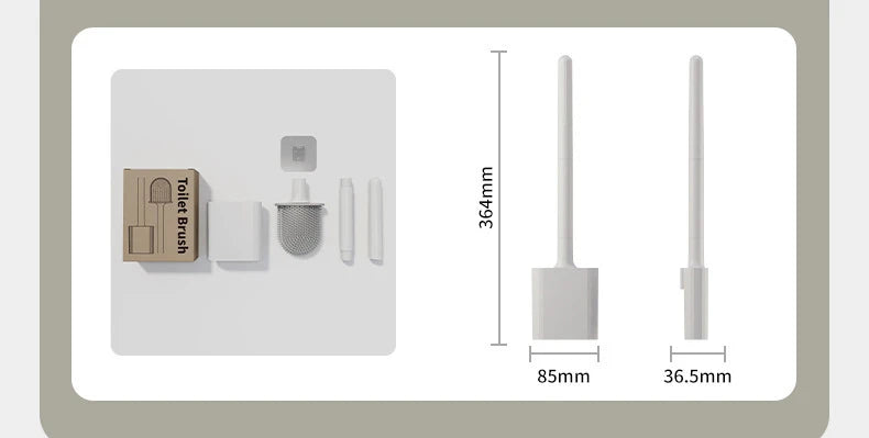 Flexible Silicone Toilet Brush Water Leak Proof with Base and Hook Wall Mounted Toilet Brush Household Bathroom Cleaner