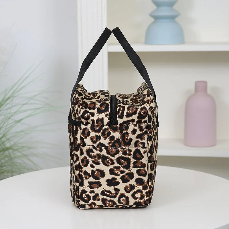 Thickened Nylon Fabric Lunch Bag with Aluminum Foil Inner Large Capacity Portable Lunch Box Storage Bag for Work Picnic Scho