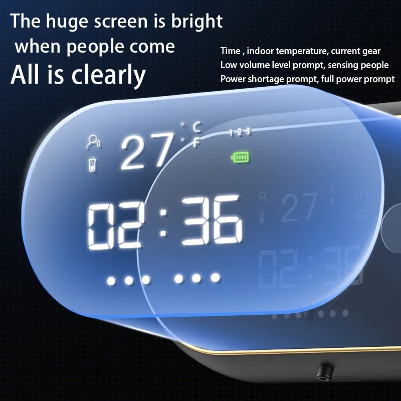 1pc Wall-mounted Automatic Soap Dispenser Large Capacity Touchless Rechargeable Sensor Soap Dispenser with LED Screen, Smart Ele