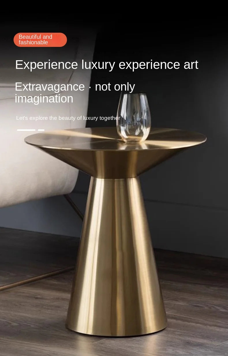 Nordic Modern Stainless Steel Titanium Small Coffee Table Italian Simple Round Small Apartment Stainless Steel Coffee Table 2024