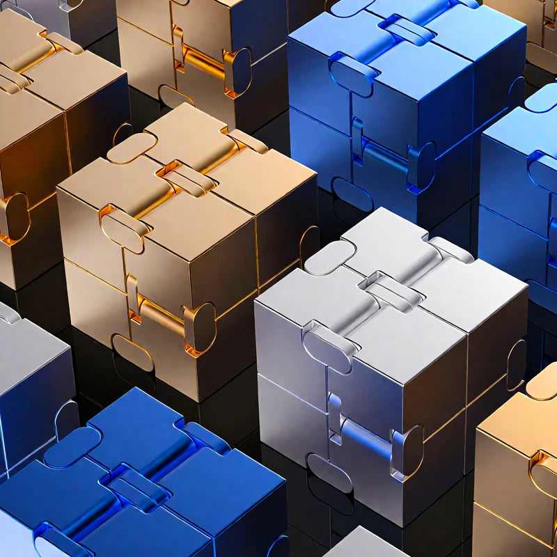 Upgraded Fashion Metal Cube - Anti-Anxiety Decompression Toy, Brain Teaser Game for ADHD, Creative Office Desk Gadget fidget toy